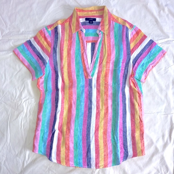 J.Crew Short Sleeve Popover in Linen - Picture 2 of 2